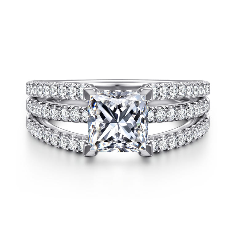 Rivah - 14K White Gold Split Shank Princess Cut Diamond Engagement Ring - 0.5 ct - Shot 1