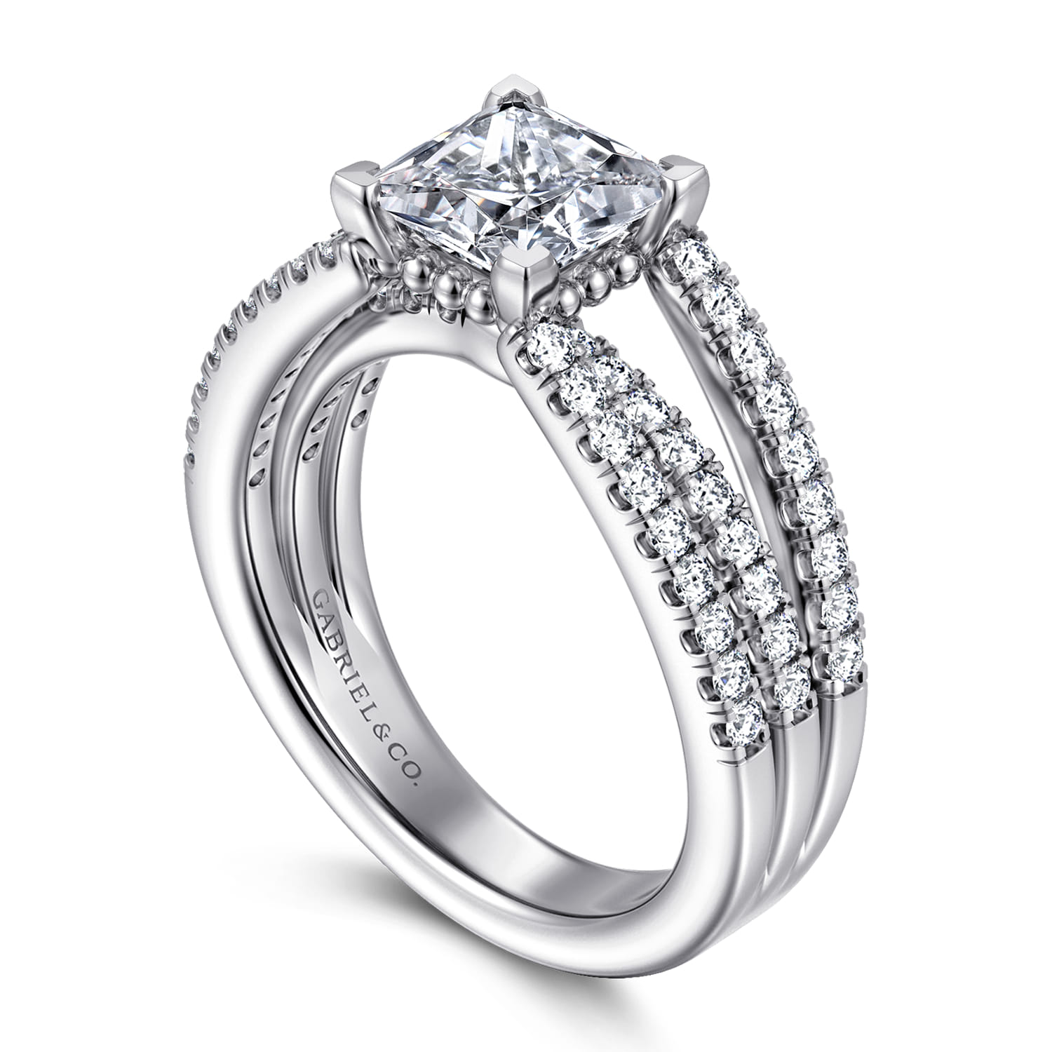Rivah - 14K White Gold Split Shank Princess Cut Diamond Engagement Ring - 0.5 ct - Shot 3