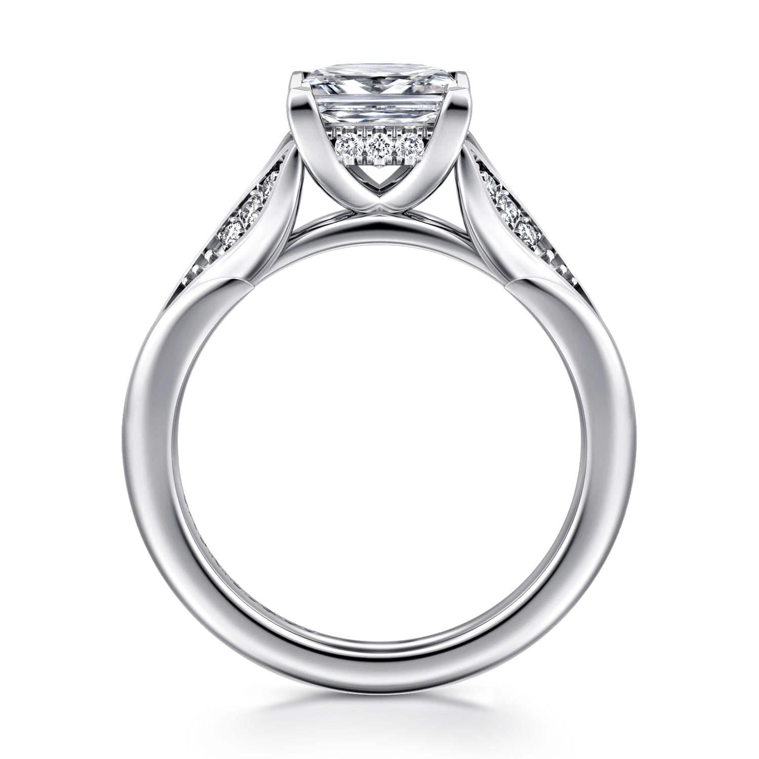 Taye - 14K White Gold Split Shank Princess Cut Diamond Engagement Ring - 0.16 ct - Shot 2