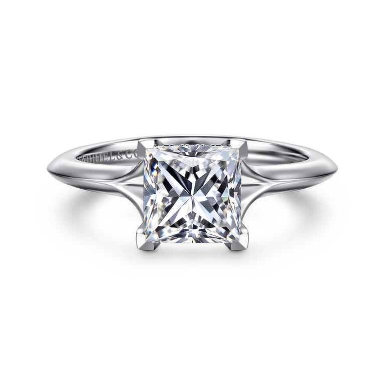 Alden - 14K White Gold Split Shank Princess Cut Diamond Engagement Ring - 0.05 ct - Shot 1