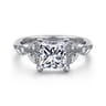 Brigida - Vintage Inspired 14K White Gold Princess Cut Diamond Engagement Ring - 0.15 ct