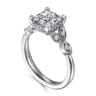 Brigida - Vintage Inspired 14K White Gold Princess Cut Diamond Engagement Ring - 0.15 ct