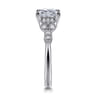 Brigida - Vintage Inspired 14K White Gold Princess Cut Diamond Engagement Ring - 0.15 ct