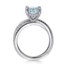 Aisha - 14K White Gold Split Shank Round Aquamarine and Diamond Engagement Ring - 0.5 ct