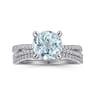 Aisha - 14K White Gold Split Shank Round Aquamarine and Diamond Engagement Ring - 0.5 ct