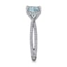 Aisha - 14K White Gold Split Shank Round Aquamarine and Diamond Engagement Ring - 0.5 ct