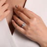 Aisha - 14K White Gold Split Shank Round Aquamarine and Diamond Engagement Ring - 0.5 ct
