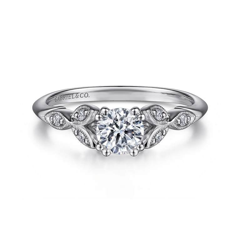 Celia - 14K White Gold Round Diamond Engagement Ring - 0.07 ct - Shot 1