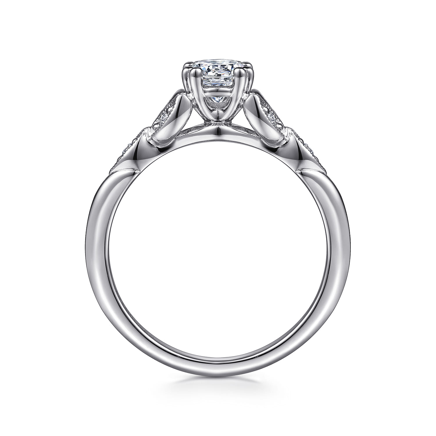 Celia - 14K White Gold Round Diamond Engagement Ring - 0.07 ct - Shot 2