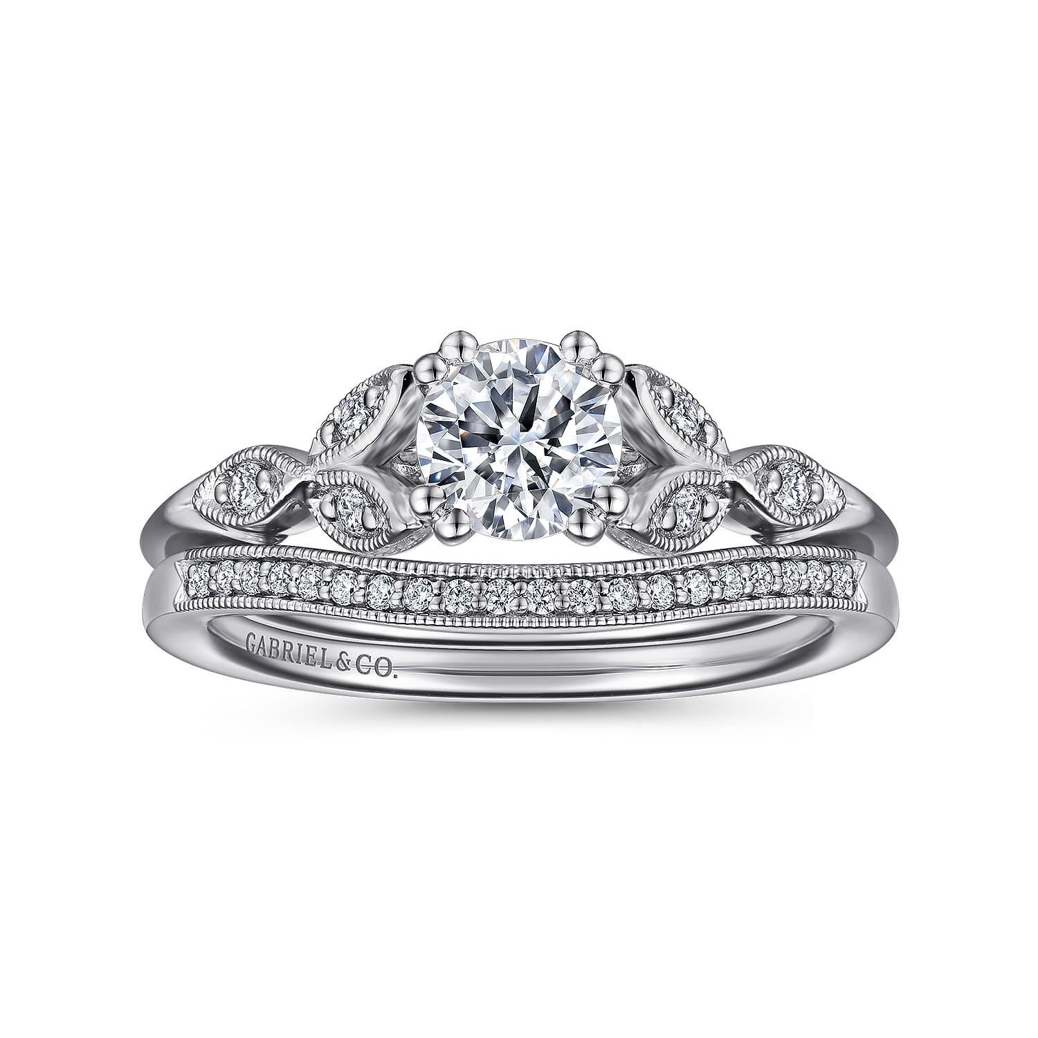 Celia - 14K White Gold Round Diamond Engagement Ring - 0.07 ct - Shot 4