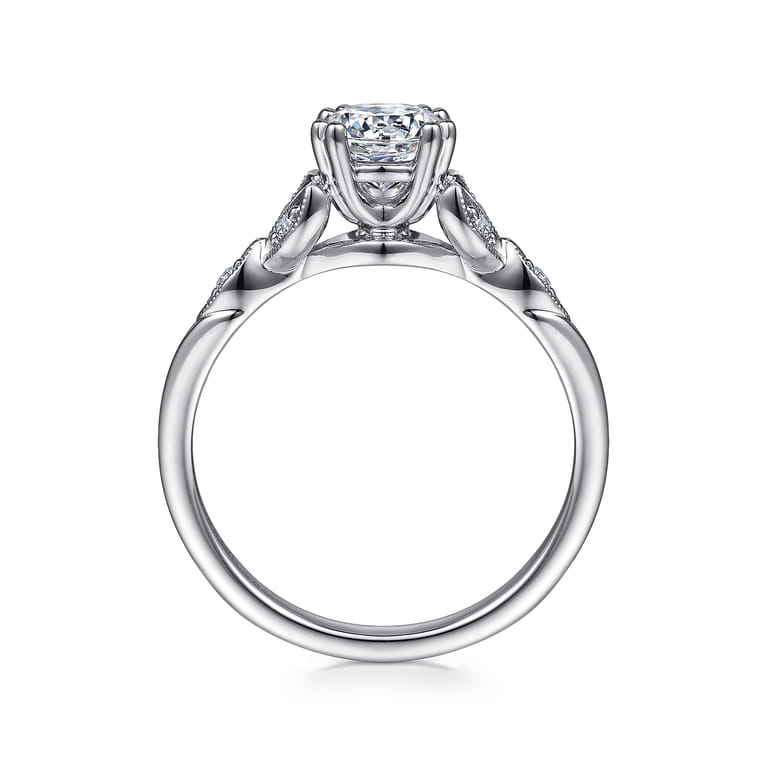 Celia - 14K White Gold Round Diamond Engagement Ring - 0.07 ct - Shot 2