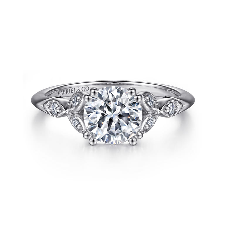 Celia - 14K White Gold Round Diamond Engagement Ring - 0.07 ct - Shot 1