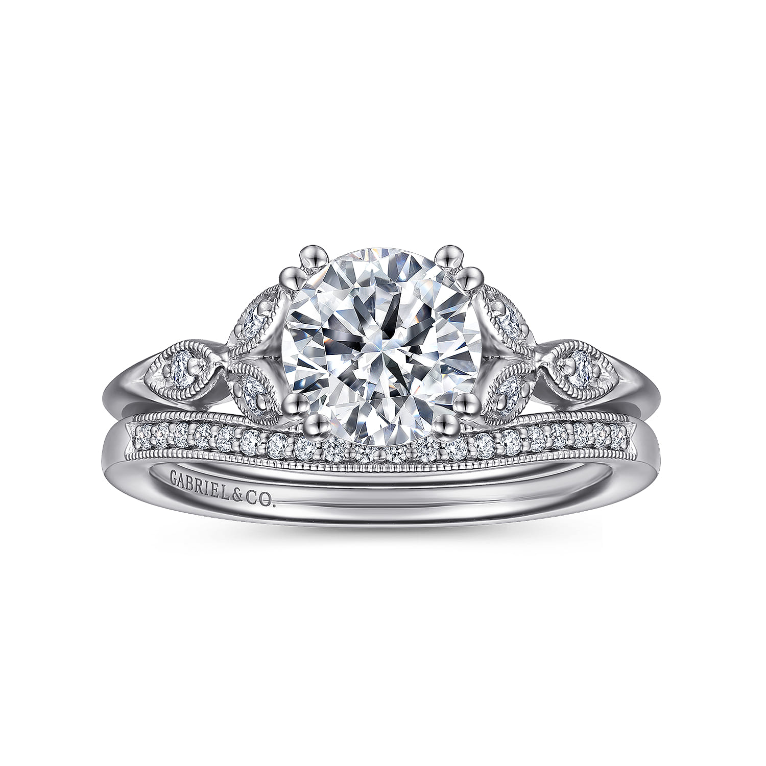 Celia - 14K White Gold Round Diamond Engagement Ring - 0.07 ct - Shot 4