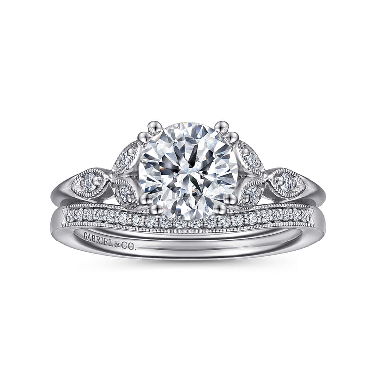 Celia - 14K White Gold Round Diamond Engagement Ring - 0.07 ct - Shot 4