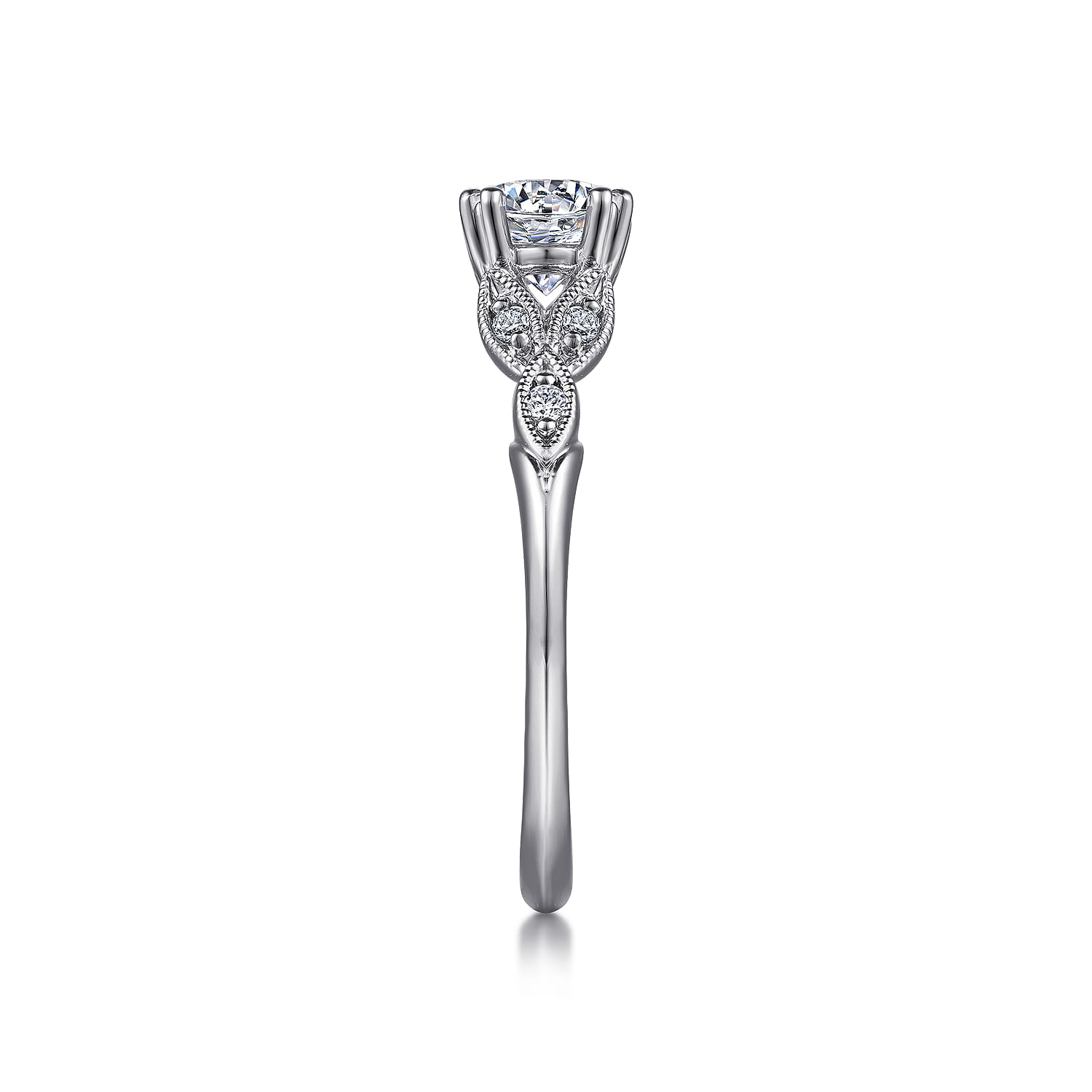 Celia - 14K White Gold Round Diamond Engagement Ring - 0.07 ct - Shot 5