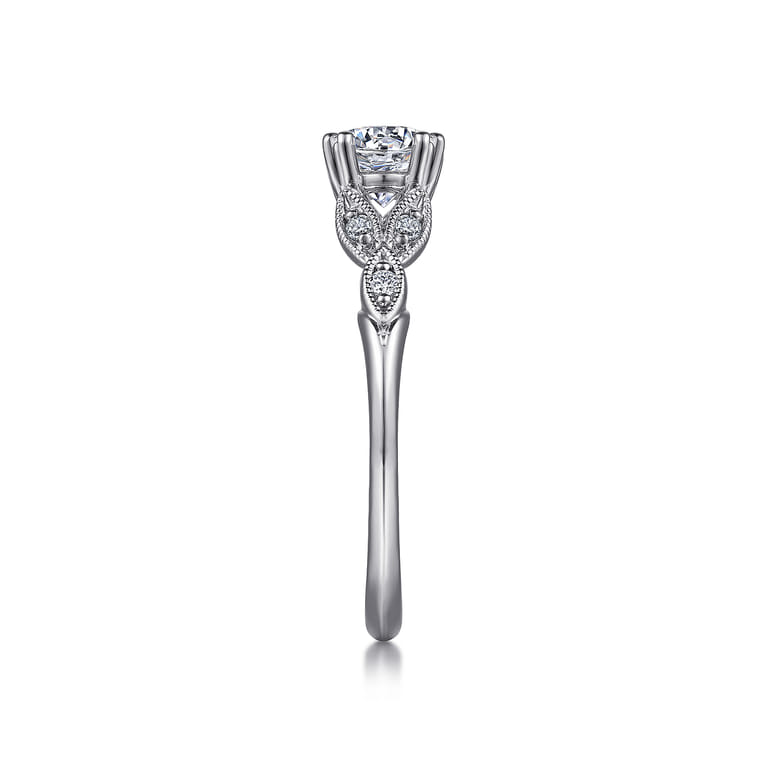 Celia - 14K White Gold Round Diamond Engagement Ring - 0.07 ct - Shot 5