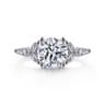 Celia - Vintage Inspired 14K White Gold Round Diamond Engagement Ring - 0.07 ct