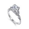 Celia - Vintage Inspired 14K White Gold Round Diamond Engagement Ring - 0.07 ct