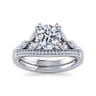 Celia - Vintage Inspired 14K White Gold Round Diamond Engagement Ring - 0.07 ct