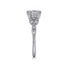 Celia - Vintage Inspired 14K White Gold Round Diamond Engagement Ring - 0.07 ct