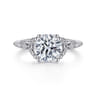 Celia - Vintage Inspired 14K White Gold Round Diamond Engagement Ring - 0.07 ct