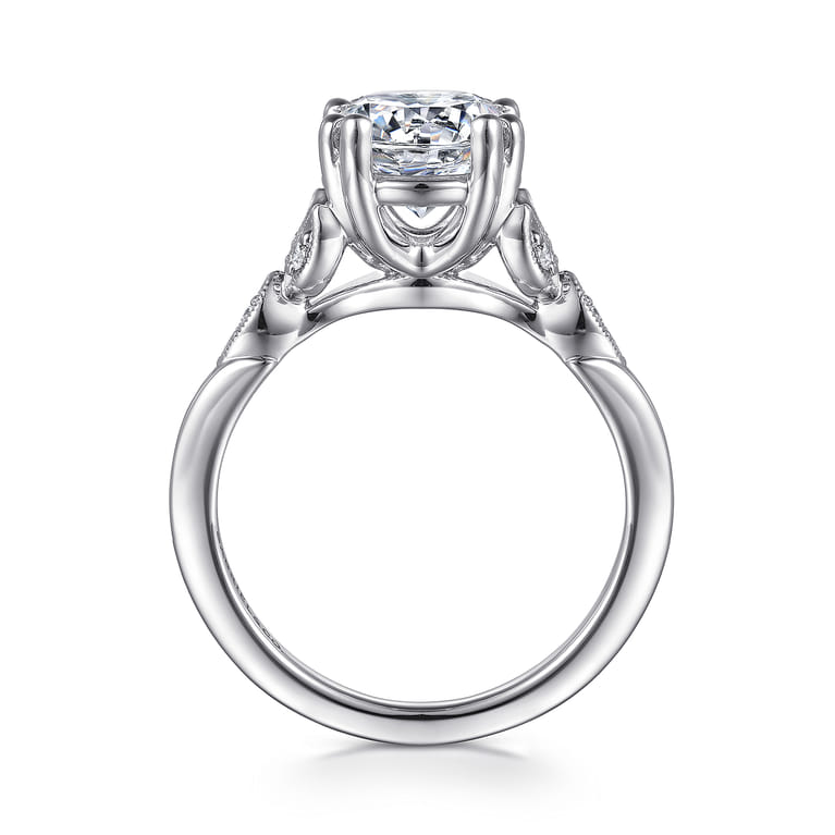 Celia - Vintage Inspired 14K White Gold Round Diamond Engagement Ring - 0.07 ct - Shot 2