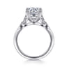 Celia - Vintage Inspired 14K White Gold Round Diamond Engagement Ring - 0.07 ct