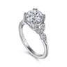 Celia - Vintage Inspired 14K White Gold Round Diamond Engagement Ring - 0.07 ct