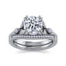 Celia - Vintage Inspired 14K White Gold Round Diamond Engagement Ring - 0.07 ct
