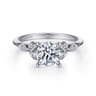Eliza - Vintage Inspired 14K White Gold Split Shank Round Diamond Engagement Ring - 0.07 ct
