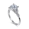 Eliza - Vintage Inspired 14K White Gold Split Shank Round Diamond Engagement Ring - 0.07 ct