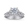 Eliza - Vintage Inspired 14K White Gold Split Shank Round Diamond Engagement Ring - 0.07 ct