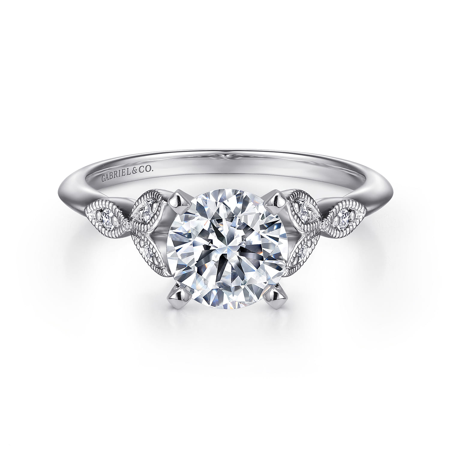 Eliza - 14K White Gold Round Diamond Engagement Ring - 0.07 ct - Shot 1