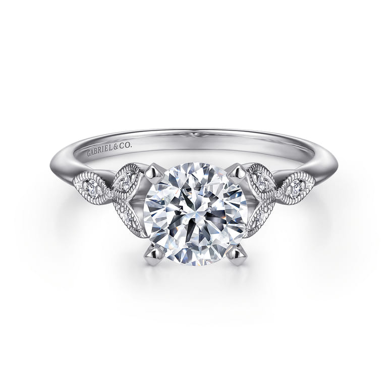 Eliza - 14K White Gold Round Diamond Engagement Ring - 0.07 ct - Shot 1