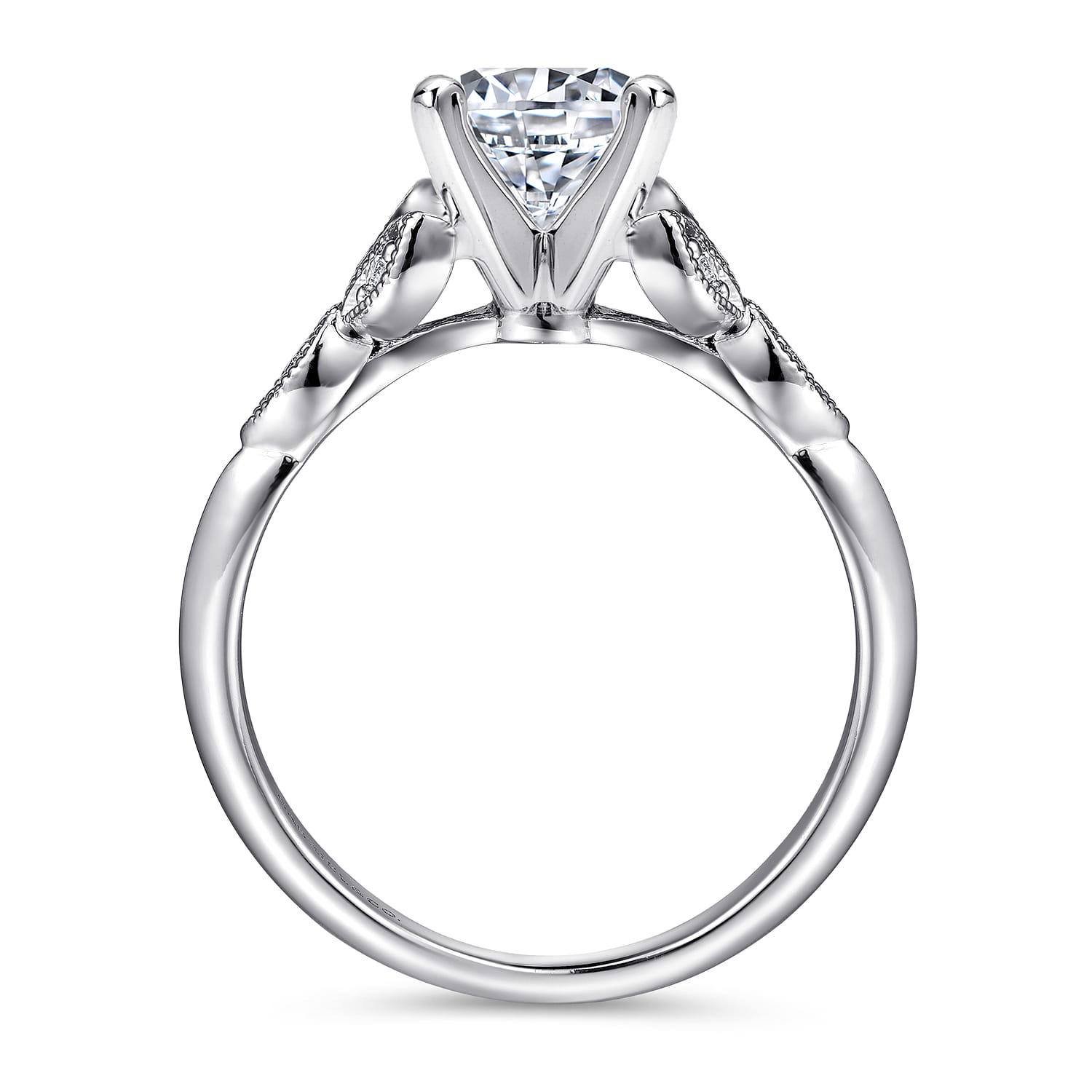 Eliza - 14K White Gold Round Diamond Engagement Ring - 0.07 ct - Shot 2