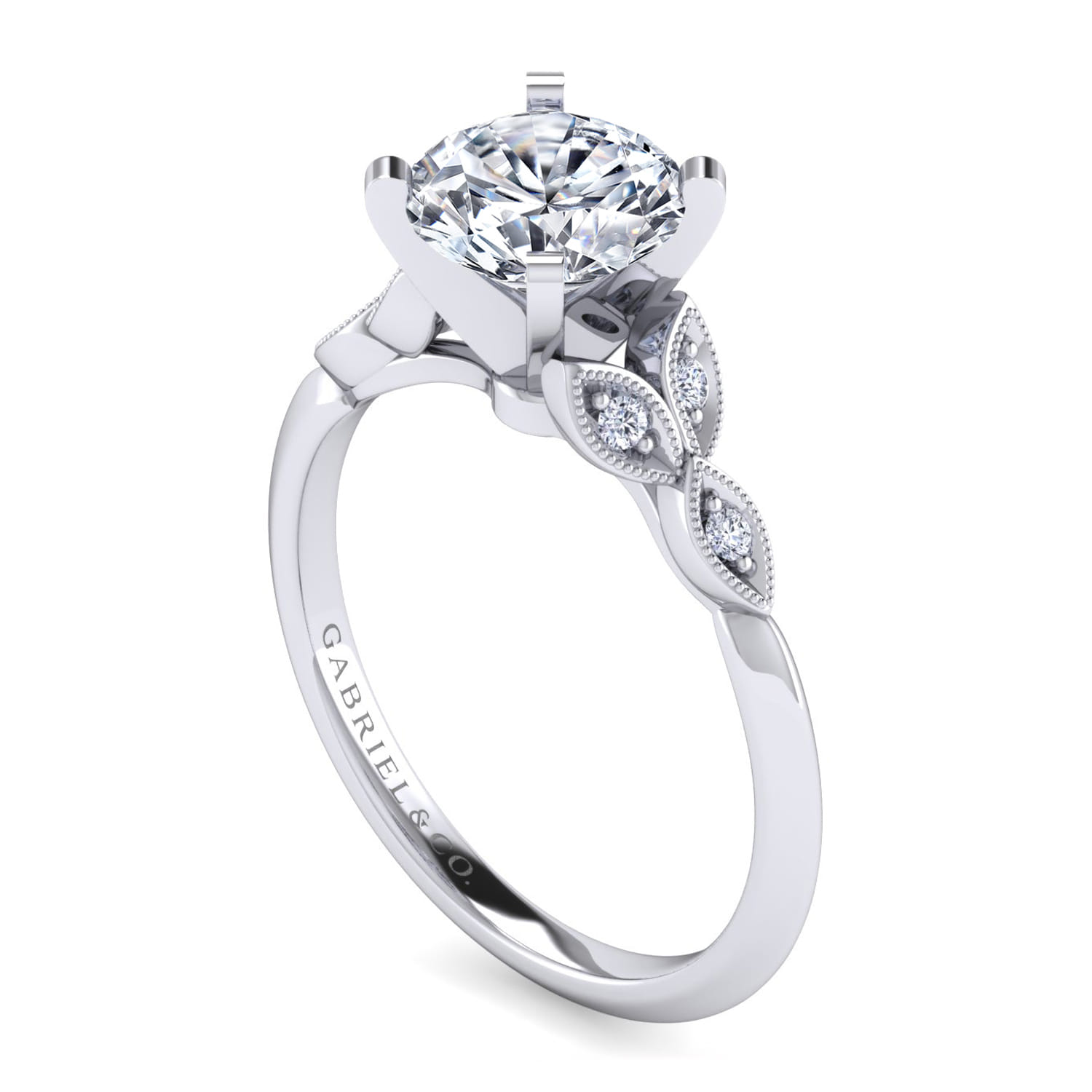 Eliza - 14K White Gold Round Diamond Engagement Ring - 0.07 ct - Shot 3