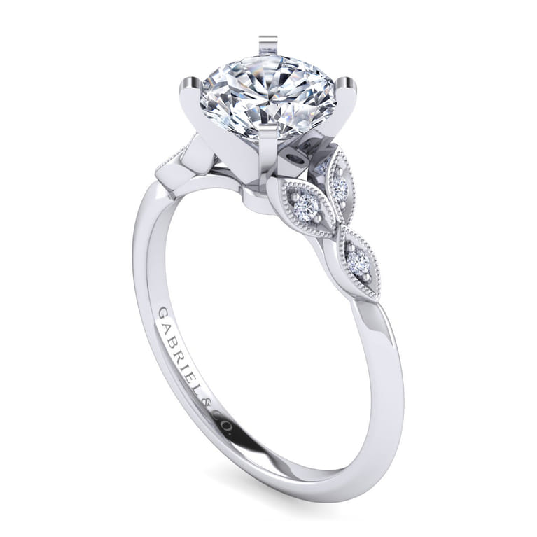 Eliza - 14K White Gold Round Diamond Engagement Ring - 0.07 ct - Shot 3