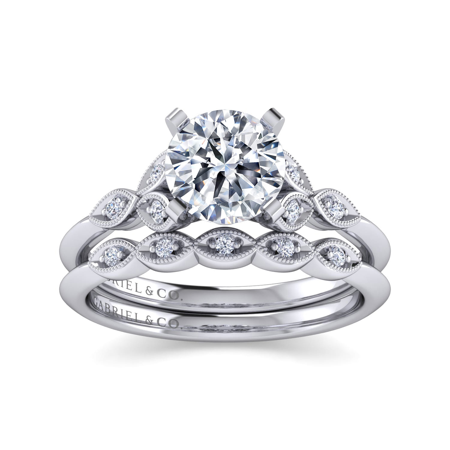 Eliza - 14K White Gold Round Diamond Engagement Ring - 0.07 ct - Shot 4