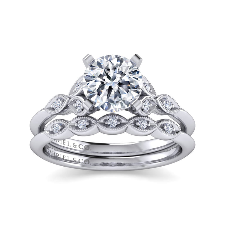 Eliza - 14K White Gold Round Diamond Engagement Ring - 0.07 ct - Shot 4
