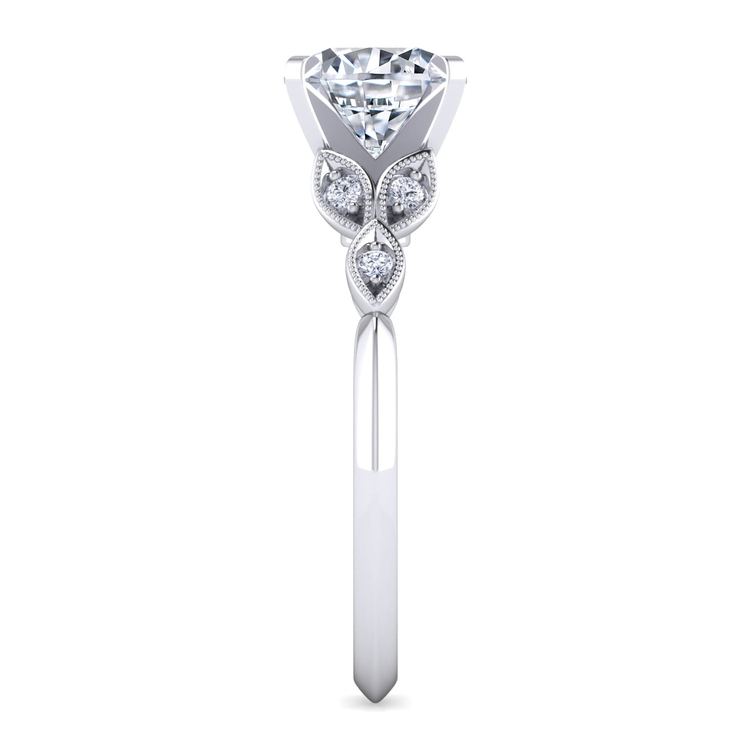 Eliza - 14K White Gold Round Diamond Engagement Ring - 0.07 ct - Shot 5