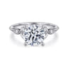 Eliza - Vintage Inspired 14K White Gold Split Shank Round Diamond Engagement Ring - 0.07 ct