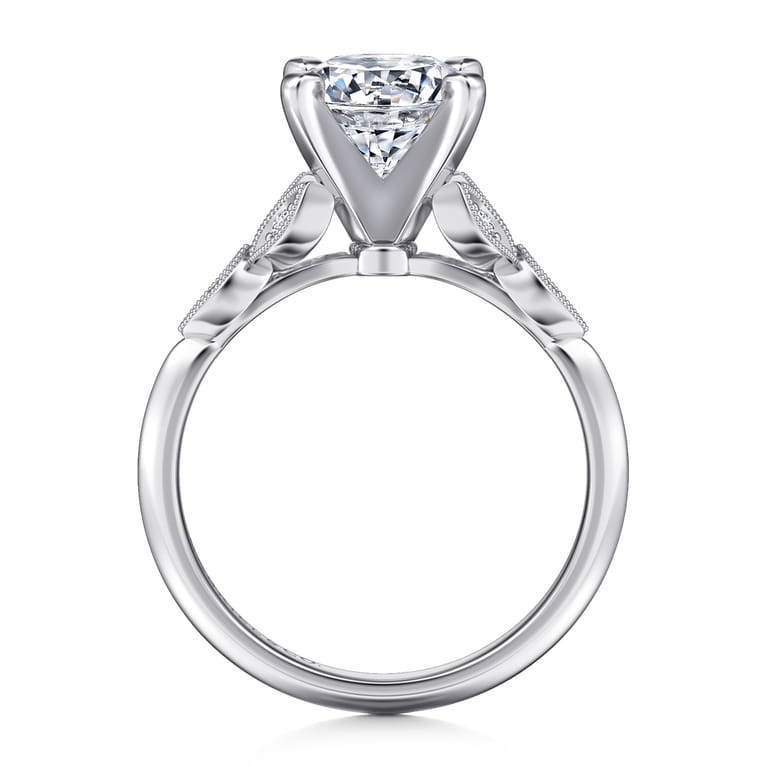 Eliza - Vintage Inspired 14K White Gold Split Shank Round Diamond Engagement Ring - 0.07 ct - Shot 2