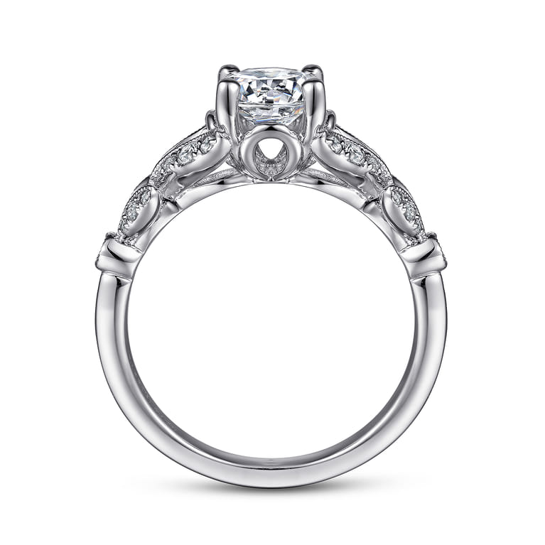 Bryce - Vintage Inspired 14K White Gold Split Shank Round Diamond Engagement Ring - 0.2 ct - Shot 2