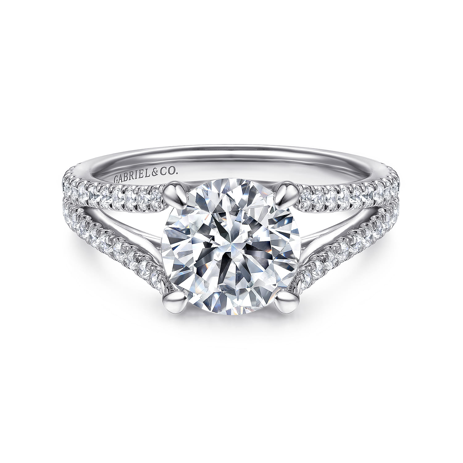 Tartan - 14K White Gold Round Diamond Engagement Ring - 0.46 ct - Shot 1