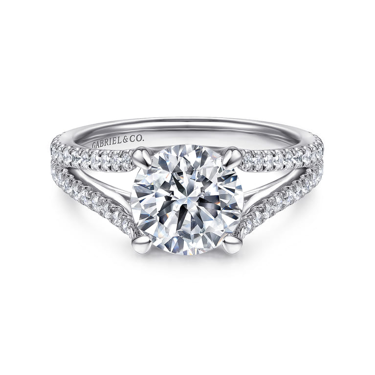 Tartan - 14K White Gold Round Diamond Engagement Ring - 0.46 ct - Shot 1