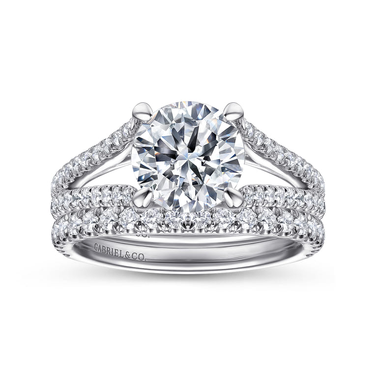 Tartan - 14K White Gold Round Diamond Engagement Ring - 0.46 ct - Shot 2