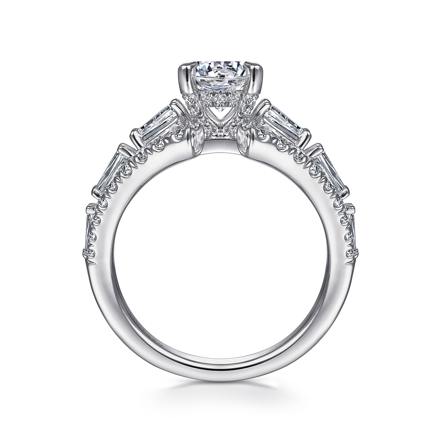 Darmy - 14K White Gold Split Shank Round Diamond Engagement Ring - 1.4 ct - Shot 2