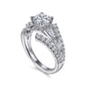 Darmy - 14K White Gold Split Shank Round Diamond Engagement Ring - 1.4 ct