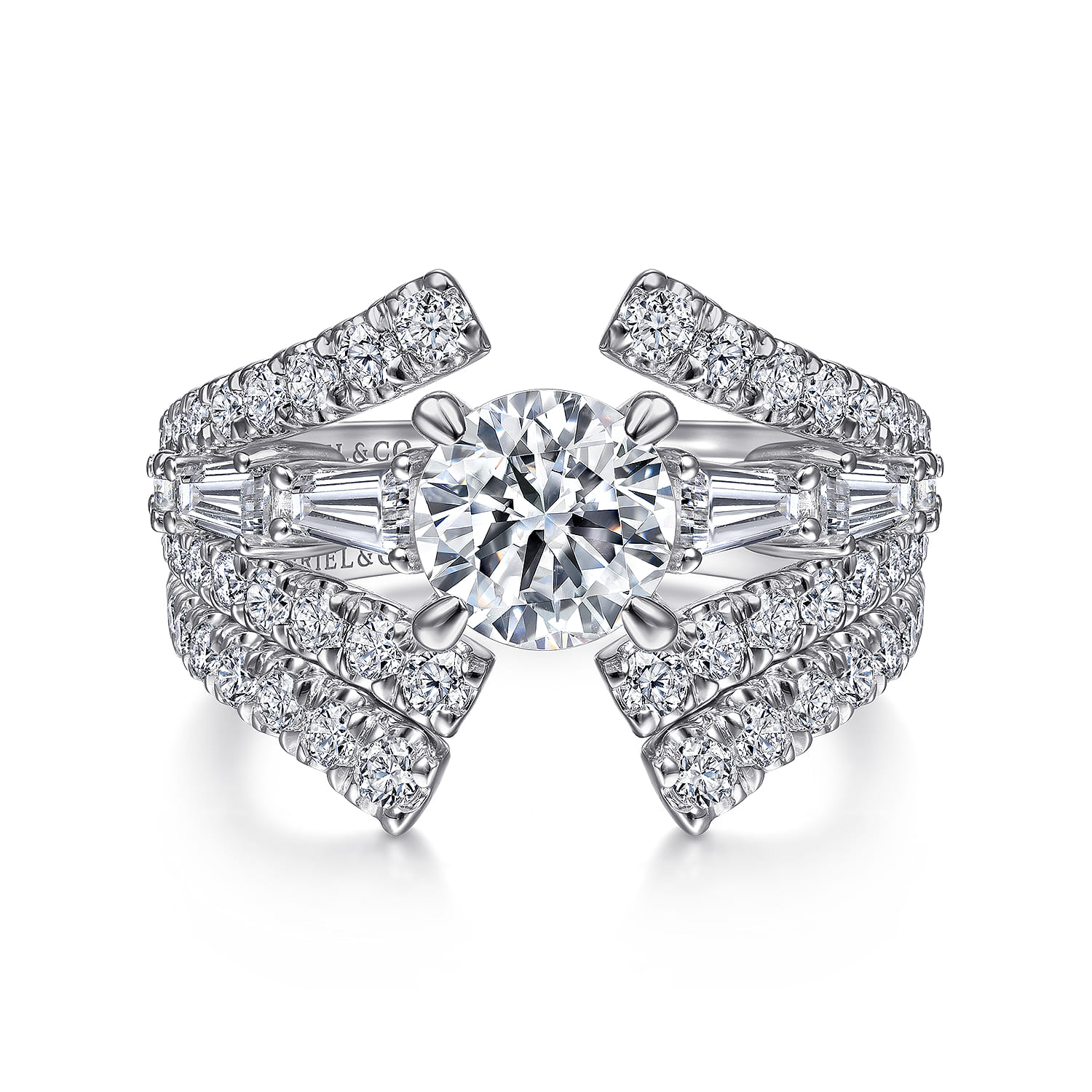 Darmy - 14K White Gold Split Shank Round Diamond Engagement Ring - 1.4 ct - Shot 4