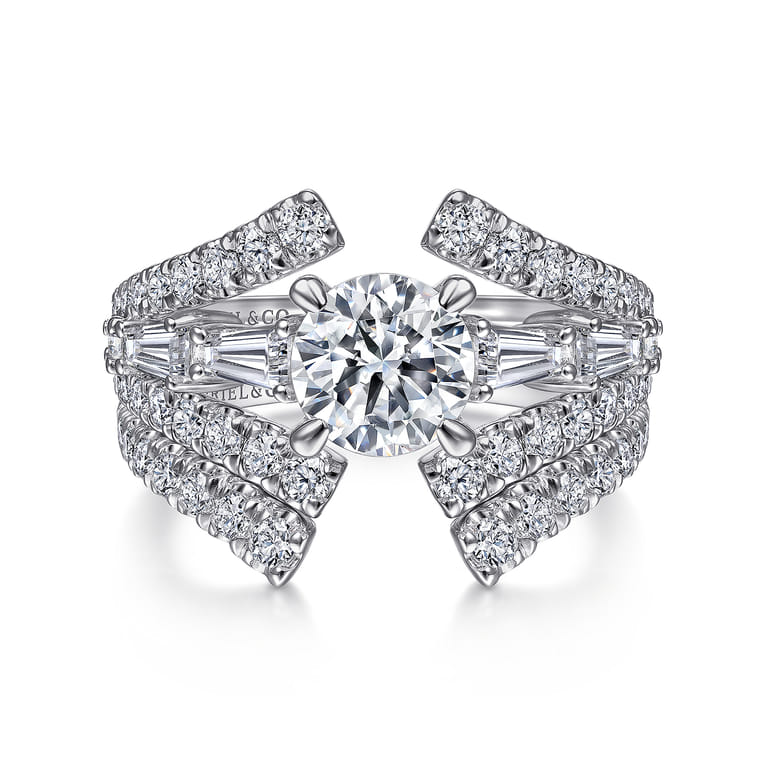 Darmy - 14K White Gold Split Shank Round Diamond Engagement Ring - 1.4 ct - Shot 4